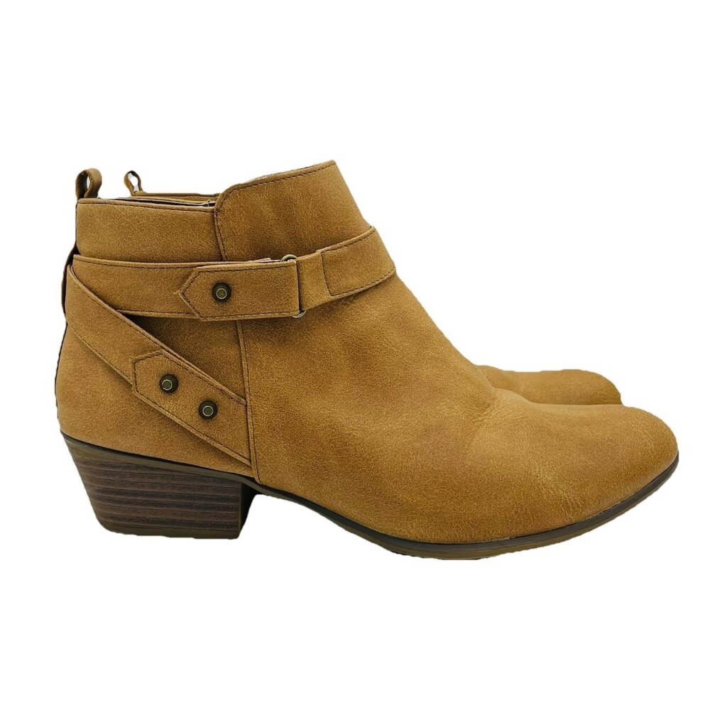 Unionbay Shoes Womens Size 11 M Brown Booties Boots Zip Comfort Heeled